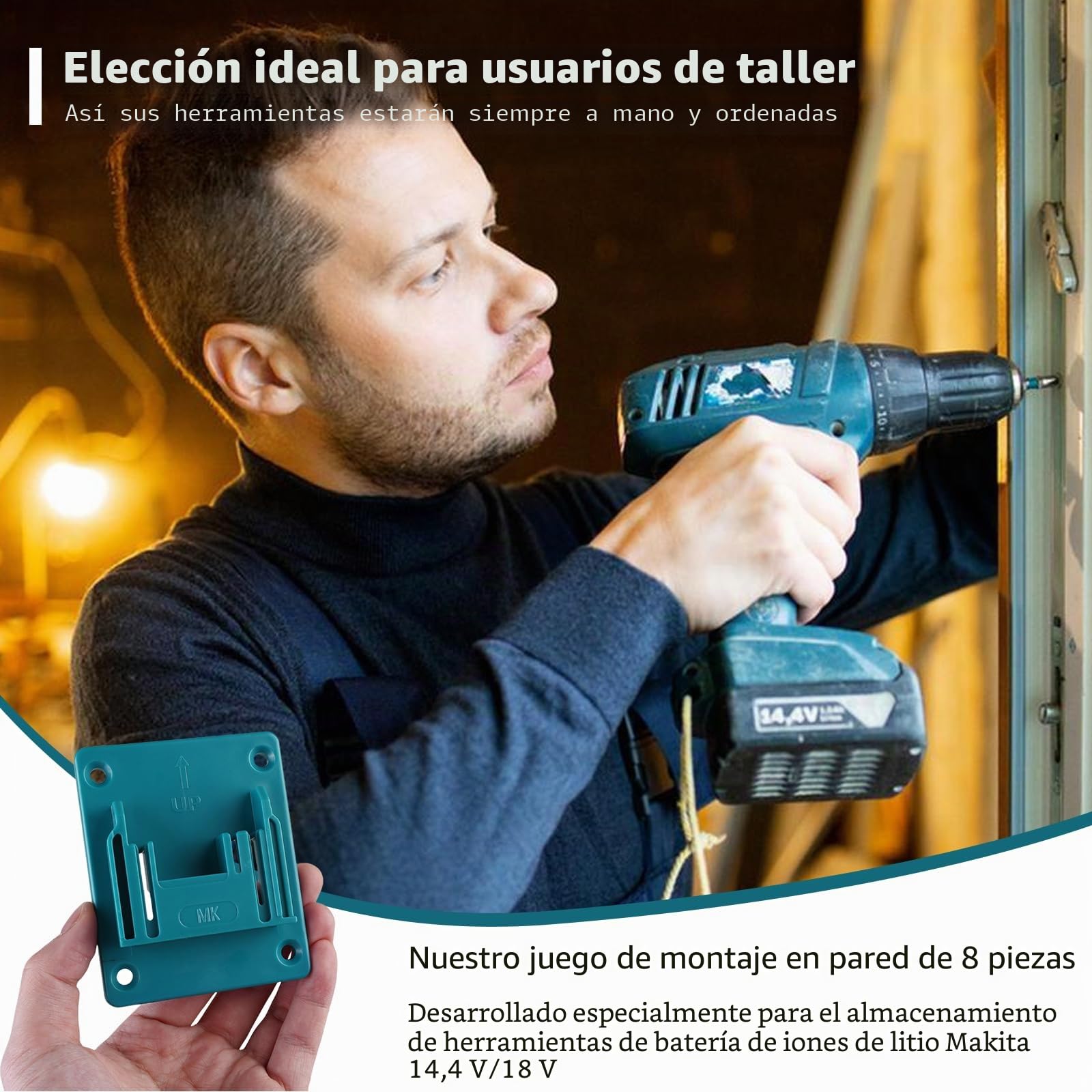 HOSPAOP 8soporte de pared para herramientas Makita 18 V, portabrocas, soporte para destornilladores 32 tornillos, máquina taller