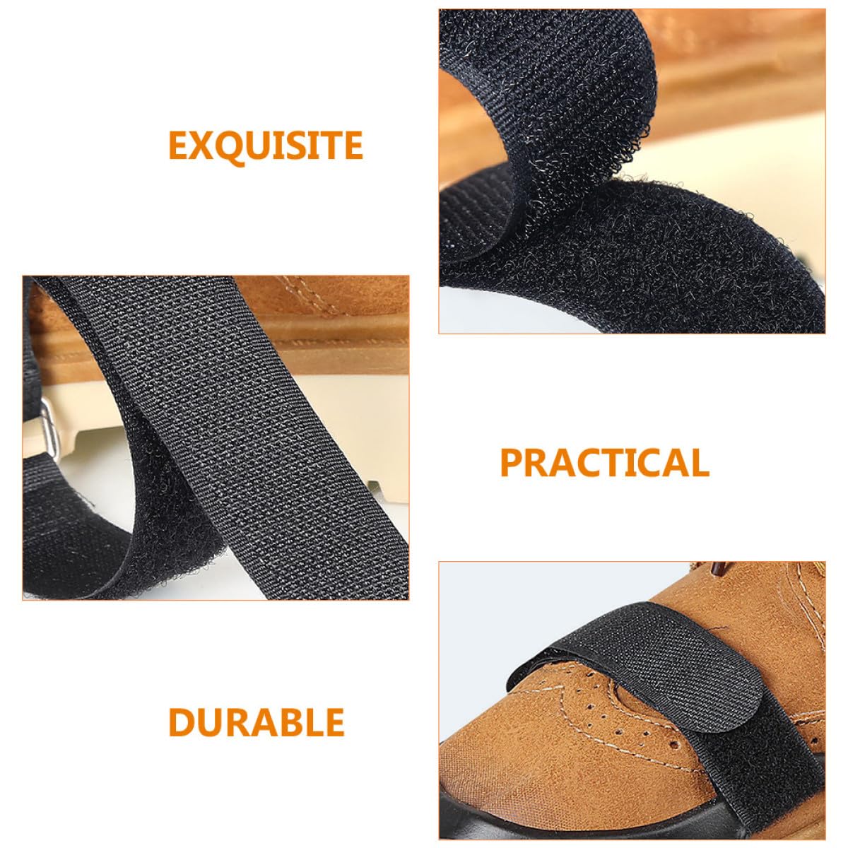 Cinturini Antiscivolo per Scarpe 4 Pezzi in Nylon e Metallo, Regolabili Chiusura a Strappo, Adatti per Trekking e Escursionismo su Ghiaccio