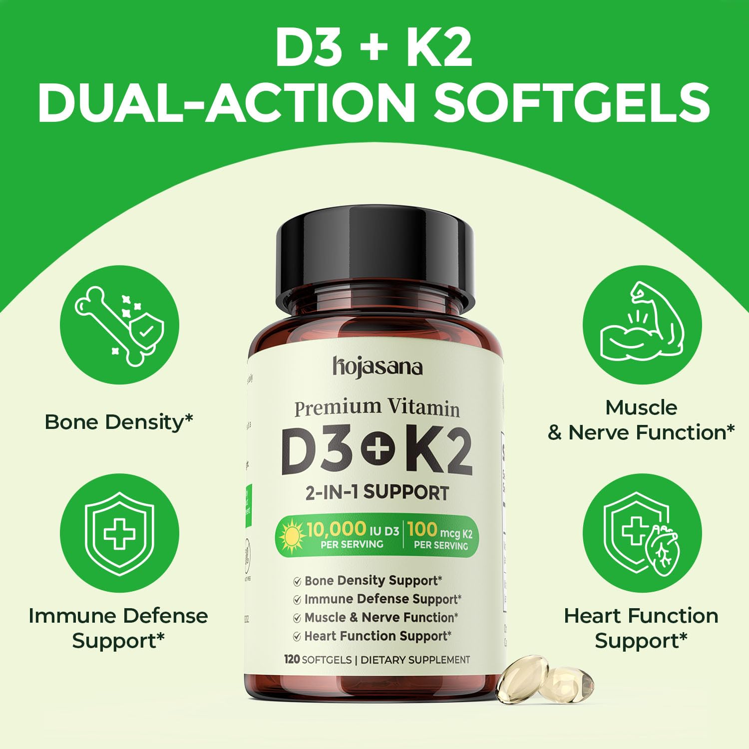 Vitamin D3 K2 10000IU 100mcg MK-7, 2-in-1 K2 D3 Vitamin Extra Strength — Amazon image 5