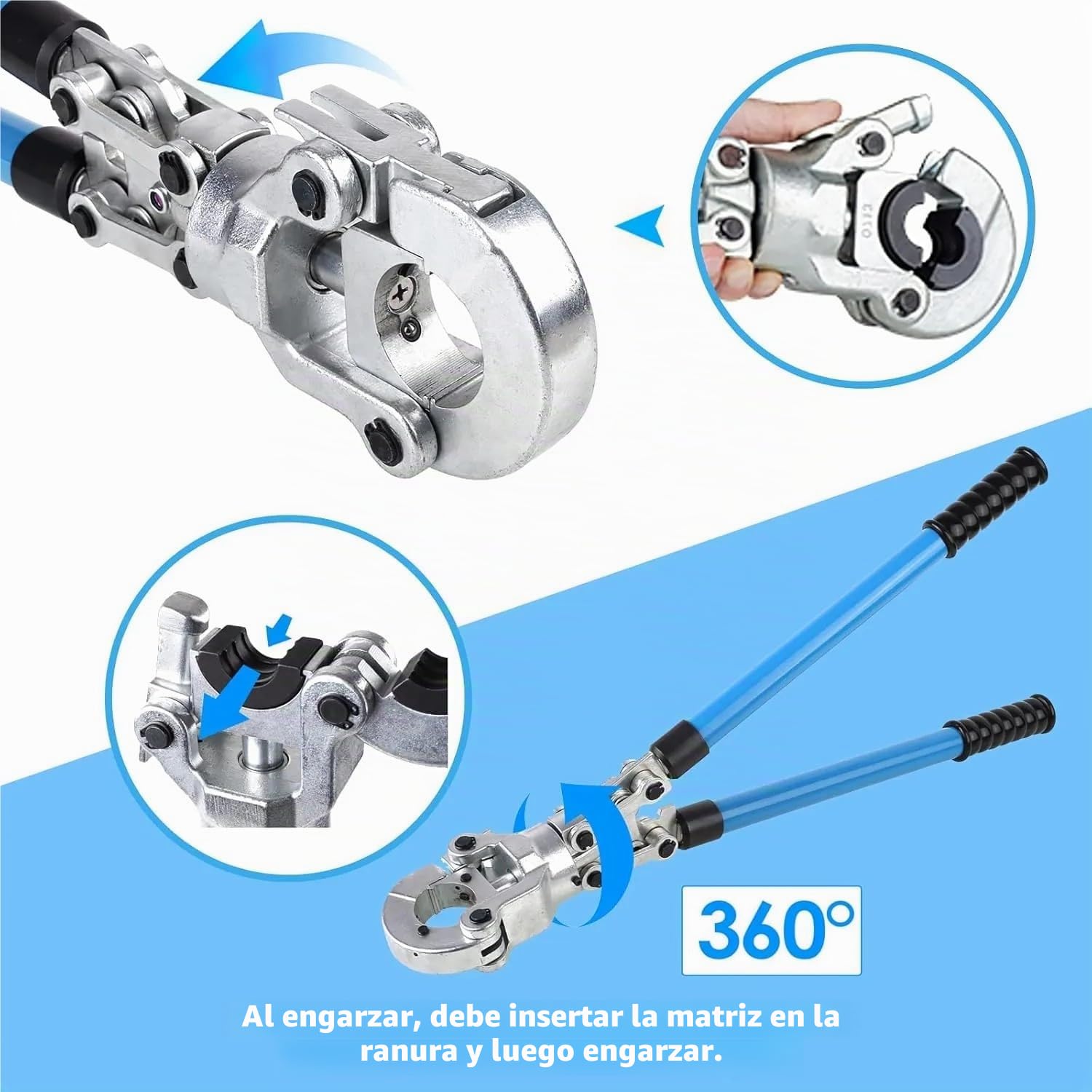 TLSUNNY Alicates Prensadores de Tuberías TH Manual,16-20-26-32 mm, 360°maquina multicapa, Prensa Multicapa,Mango Extensible, para Tubo PPR-,PEX-,PB-,PE-,PAP-Rohren,Aluminio-Plástico