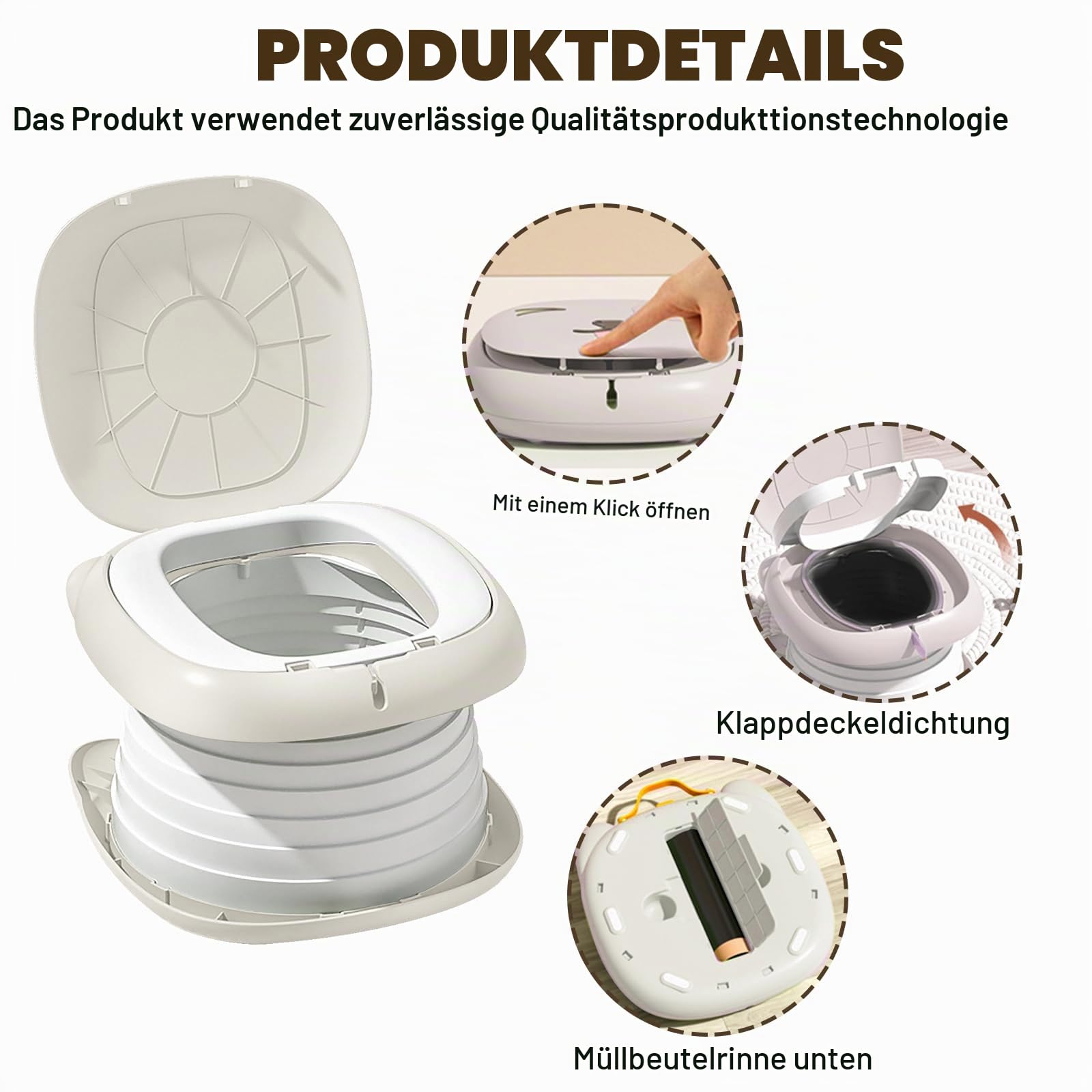 Faltbarer Toilettensitz für Kinder, Reisetöpfchen für Auto, Outdoor & Indoor, Praktisch für Camping & Unterwegs, Kompakt und Tragbar Kinder Klapptoilette rosa (Hochwertiges Grau)
