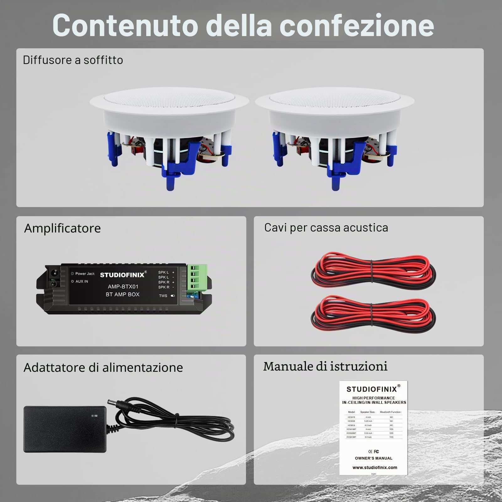 STUDIOFINIX - Sistema di altoparlanti da incasso per soffitto Bluetooth da 5,25" e 600 Watt adatto per interni, cucina, home theater, camera da letto, ufficio, patio coperto (2 altoparlanti)