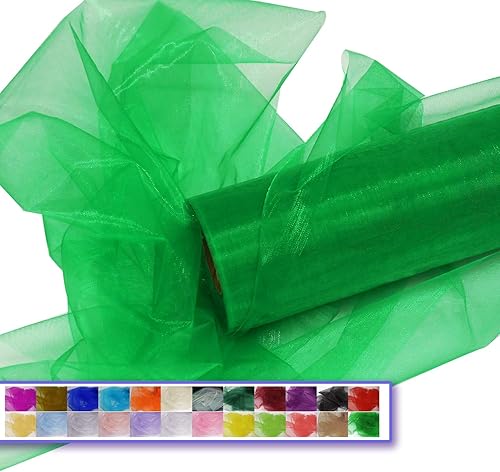 Miniatura 7 de Rollos de tela de tul de organza, organza de cristal de 12 pulgadas por 50 yardas (150 pies), perno de red de nailon transparente sedoso y brillante