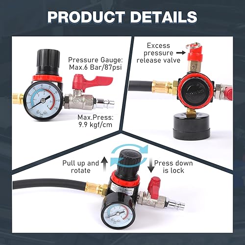 Miniatura 6 de Kit de probador de fugas de presión de aire turbocompresor, probador de fugas de presión de aire, probador de fugas Turbo Boost con 4 pares de