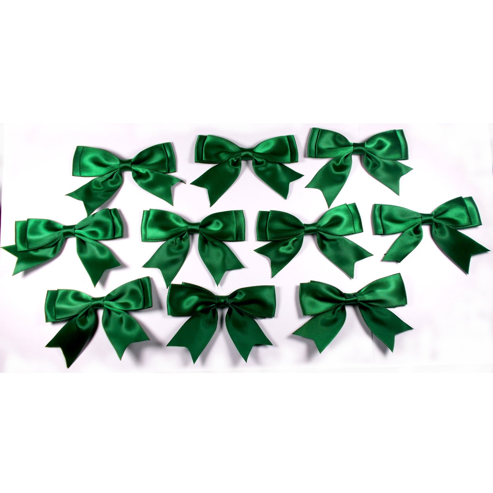 Large Satin Ribbon Double Bows 8cm Wide Pack of 10 (Green)