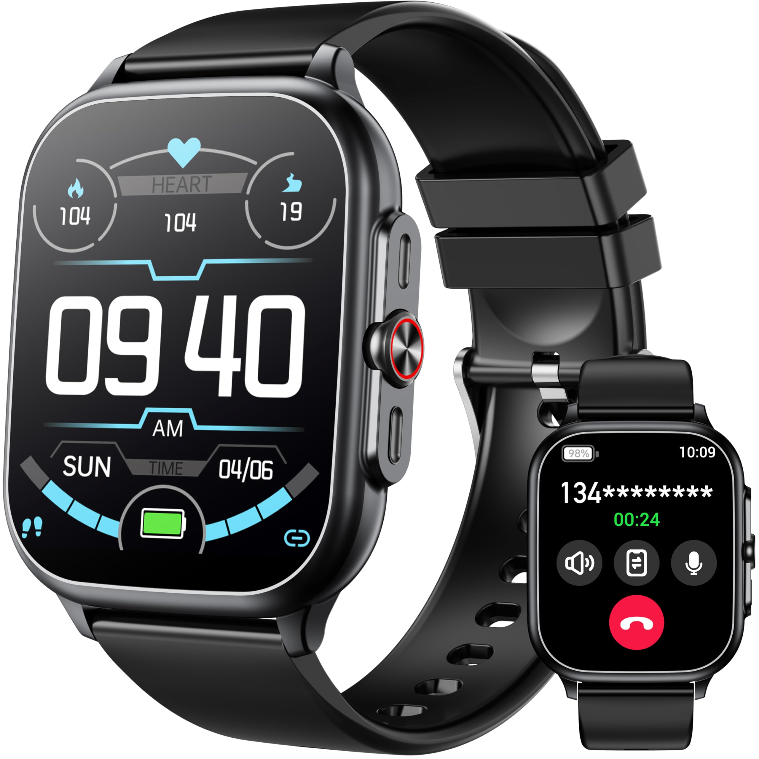 OUKITEL Smartwatch Uomo Donna, 1.91" HD Orologio Smart Watch con Effettua/Risposta Chiamate,100+ Sportivo Fitness Tracker con Contapassi Sonno Cardiofrequenzimetro per iOS Android