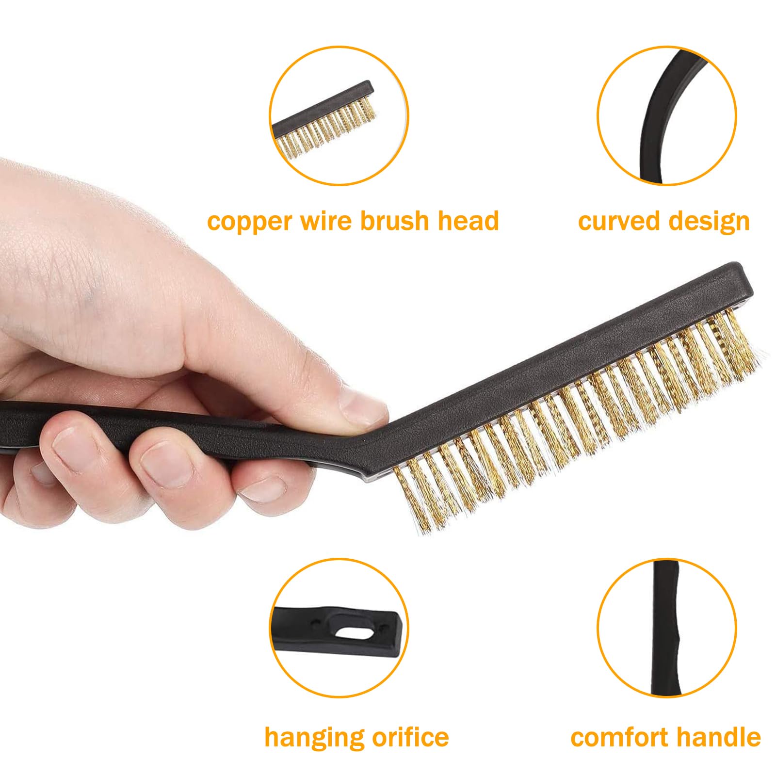 EDLMKM 6 Pcs Hand Wire Brush Set, WWire Brushes for Cleaning Rust WWire Brush for Rust Removal Brushes Stainless Steel Brushz - Image 3