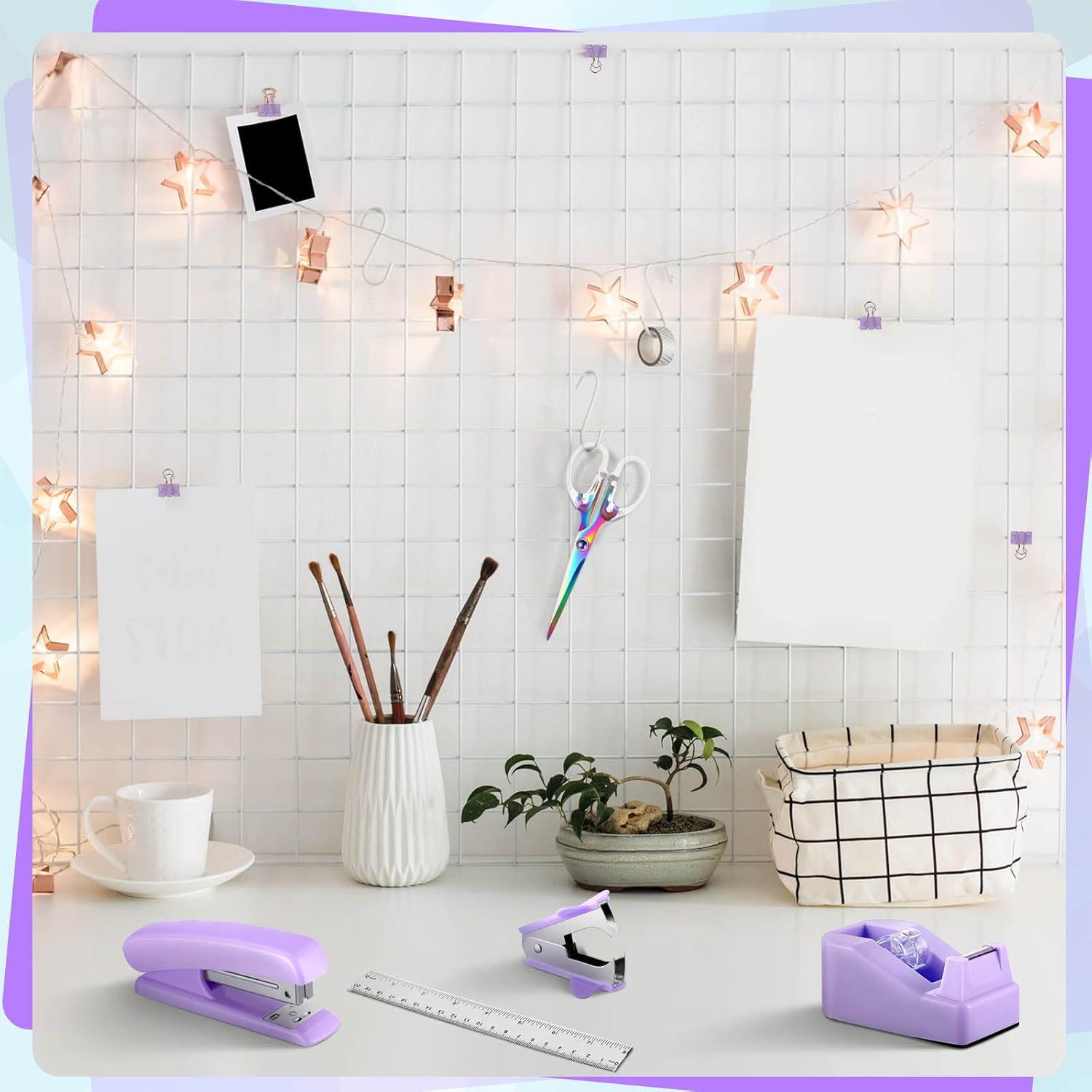 Buy 10 Pieces Purple Office Supplies Set Desk Accessories Kit with