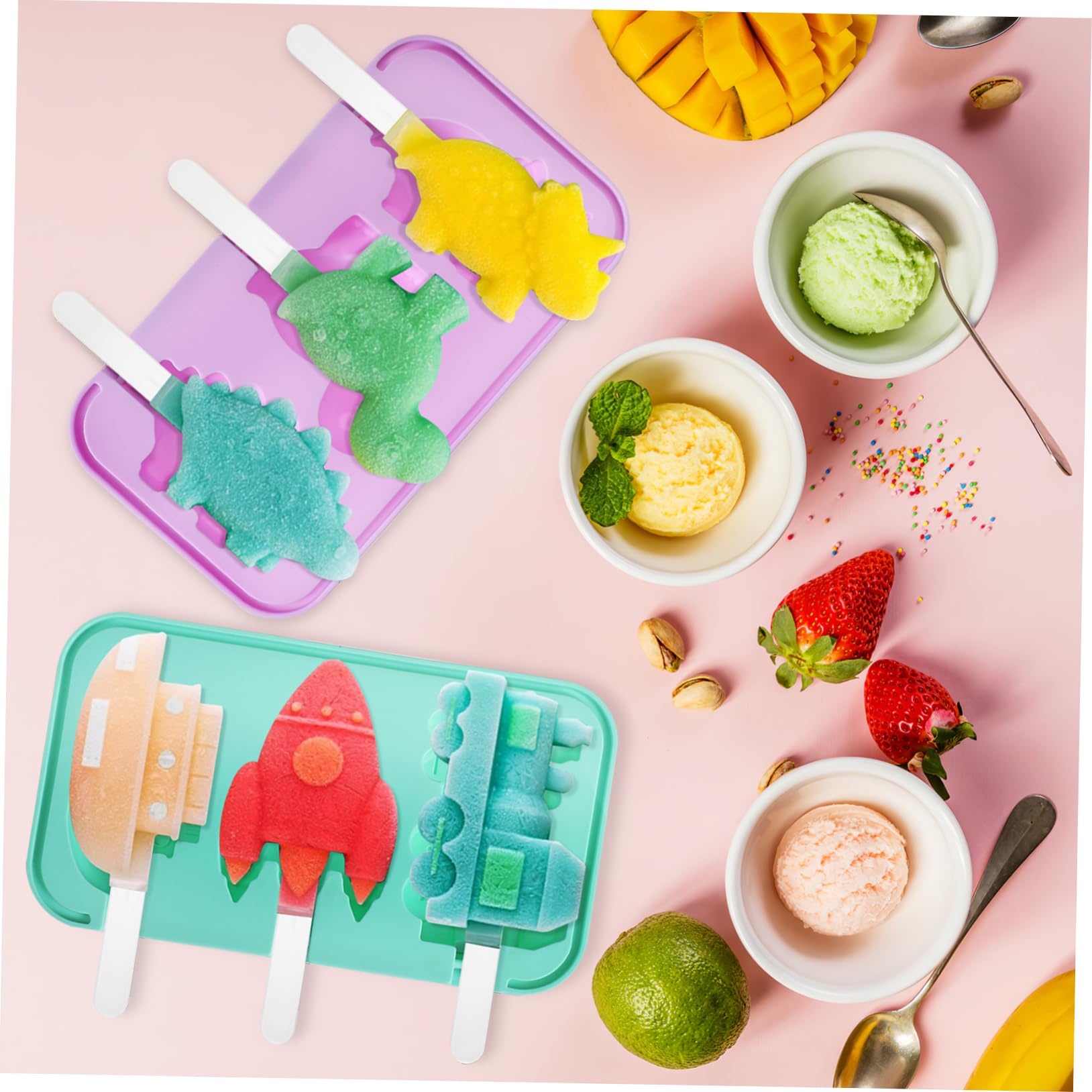 PRETYZOOM 5 Juegos Tarrinas De Helado Con Tapa Titulares Cono Desencadenar Cucharada De Helado Reutilizable Fabricador De Cubitos De Hielo Glacial Tapas Doble Gel De Sílice 2 Piezas * 5