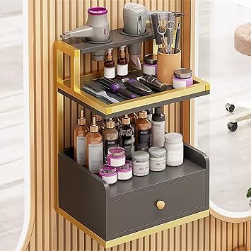 Salon Wall Mount Styling Station, Hair Salon Station with 2 Hair Dryer Holes, Salon Stations for Hair Stylist, Beauty Salon Spa Equipment Barber StationBlack
