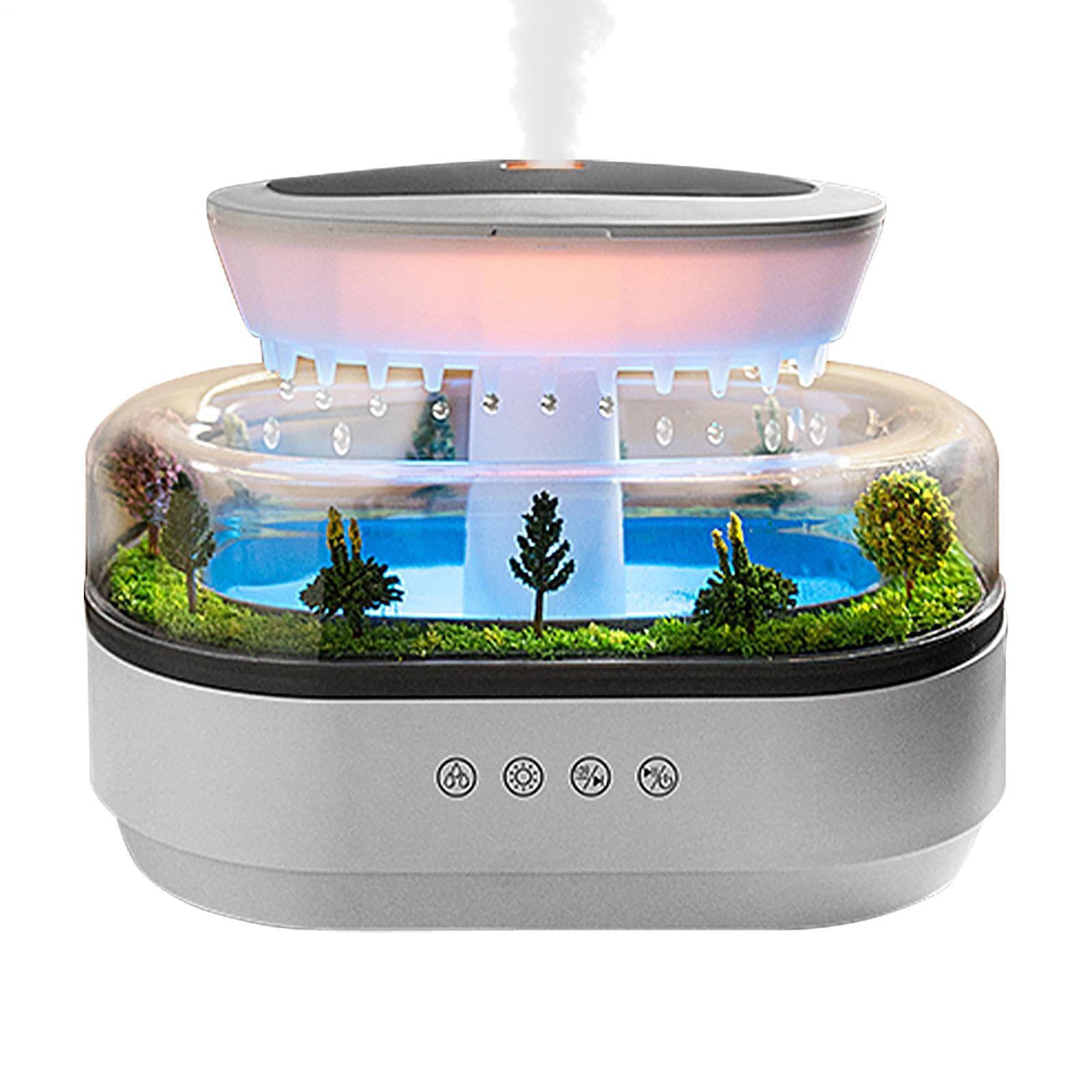 Diffusore di oli per aromaterapia con alberi, umidificatore moderno a forma di goccia di pioggia e dispenser di olio, 7 luci d'atmosfera, serbatoio 'acqua da 300 ml, umidificatore ad ultrasuoni | Umidificatore Rilassante per Stanza per Casa Appartamento U