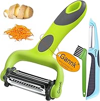 Gannk 3-in-1 Y Peeler & I Potato Peeler Set - Sharp Stainless Blades for Veggies, Fruits, Julienne Carrot Strips, Kitchen Essential