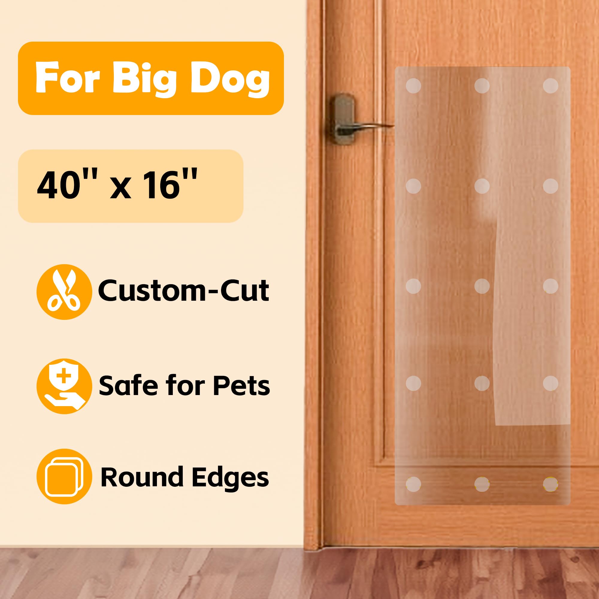 Protector de puerta resistente contra arañazos de perros, protector de muebles antiarañazos para gatos y perros, protector de puerta de PVC para proteger el tamaño de tu hogar (40 x 16 pulgadas)