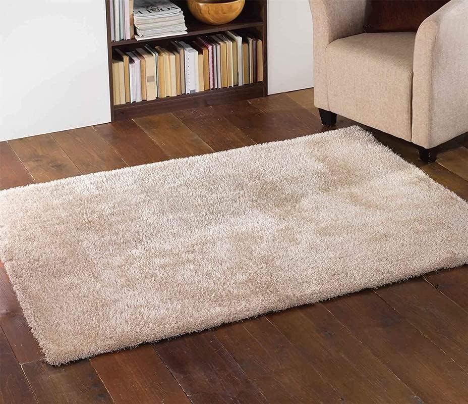 Image of Shaggy Rugs 12 x 18 Feet Soft and Cozy Carpet for Living Room & Hall, Bedroom, and Kids Room Non-Slip, High Pile, Machine Washable, Perfect for Any Room (Beige, Plain Solid)