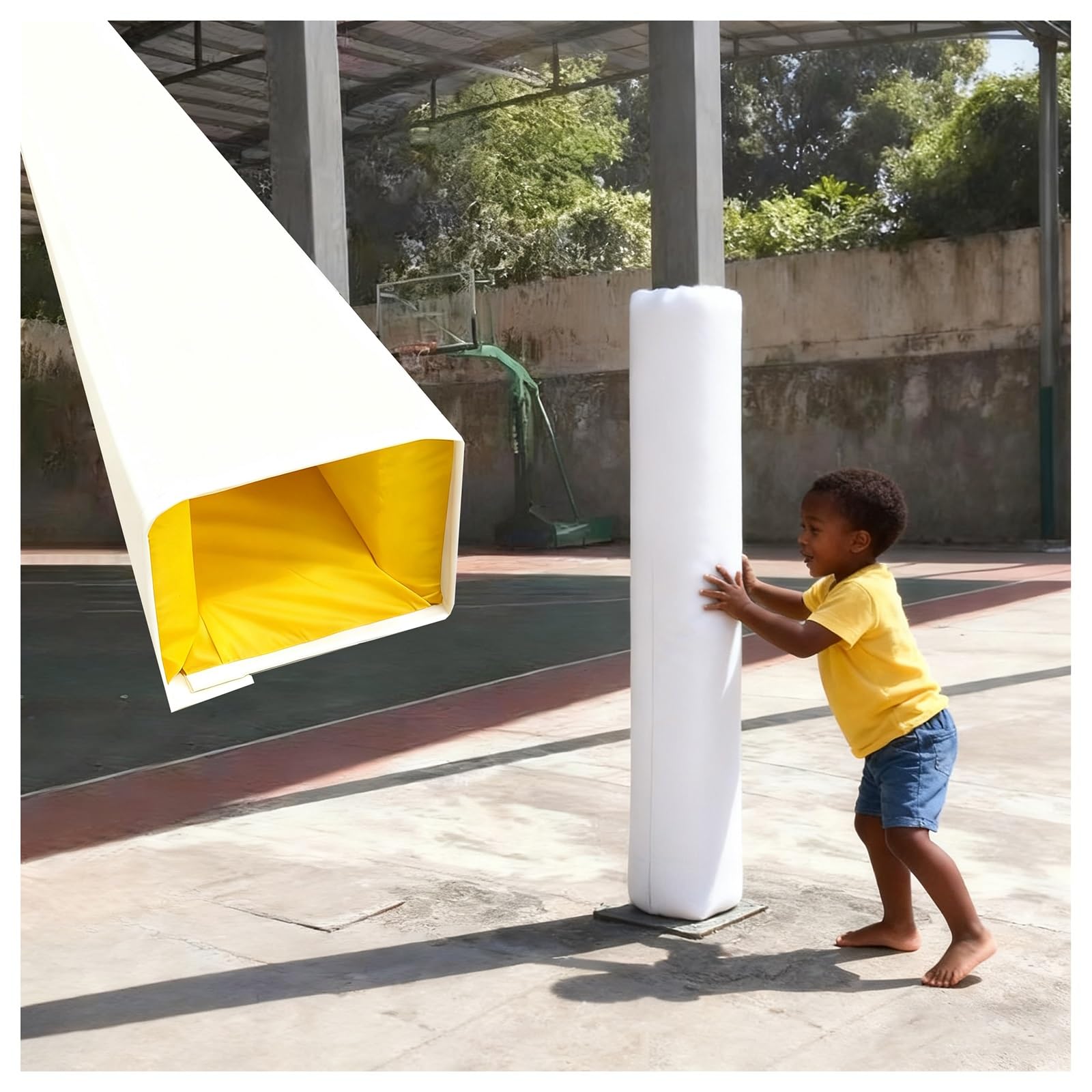 Cuscinetti per pali da parcheggio, altezza 1,8 m, per protezione su 4 lati, imbottitura quadrata di sicurezza per canestro da basket