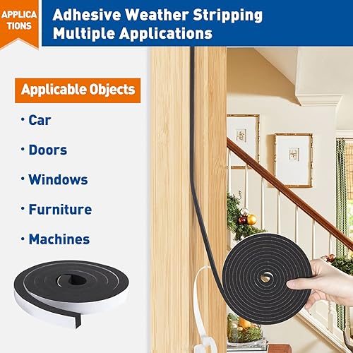 Miniatura 6 de Cinta de sellado de espuma, cinta de sellado de espuma de alta densidad autoadhesiva para intemperie, Negro