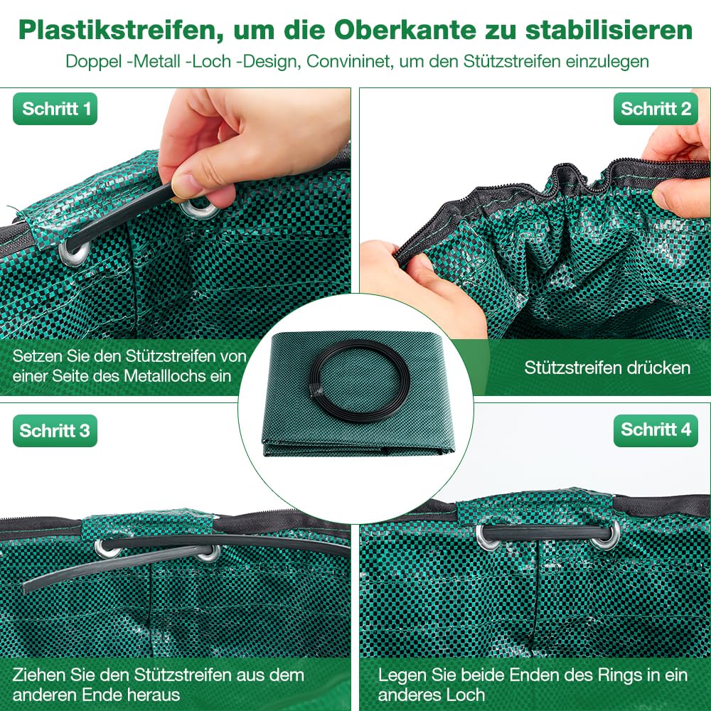 Eurhomewit 3 Gartenabfallsack 120L Laubsack Gartensack mit Deckel und Griffen, Groß Stabile Gartensäcke Laubsammler, Selbststehend Abfallsack Stabil Grünschnittsäcke für Gras Laub Hecke Gartenabfall