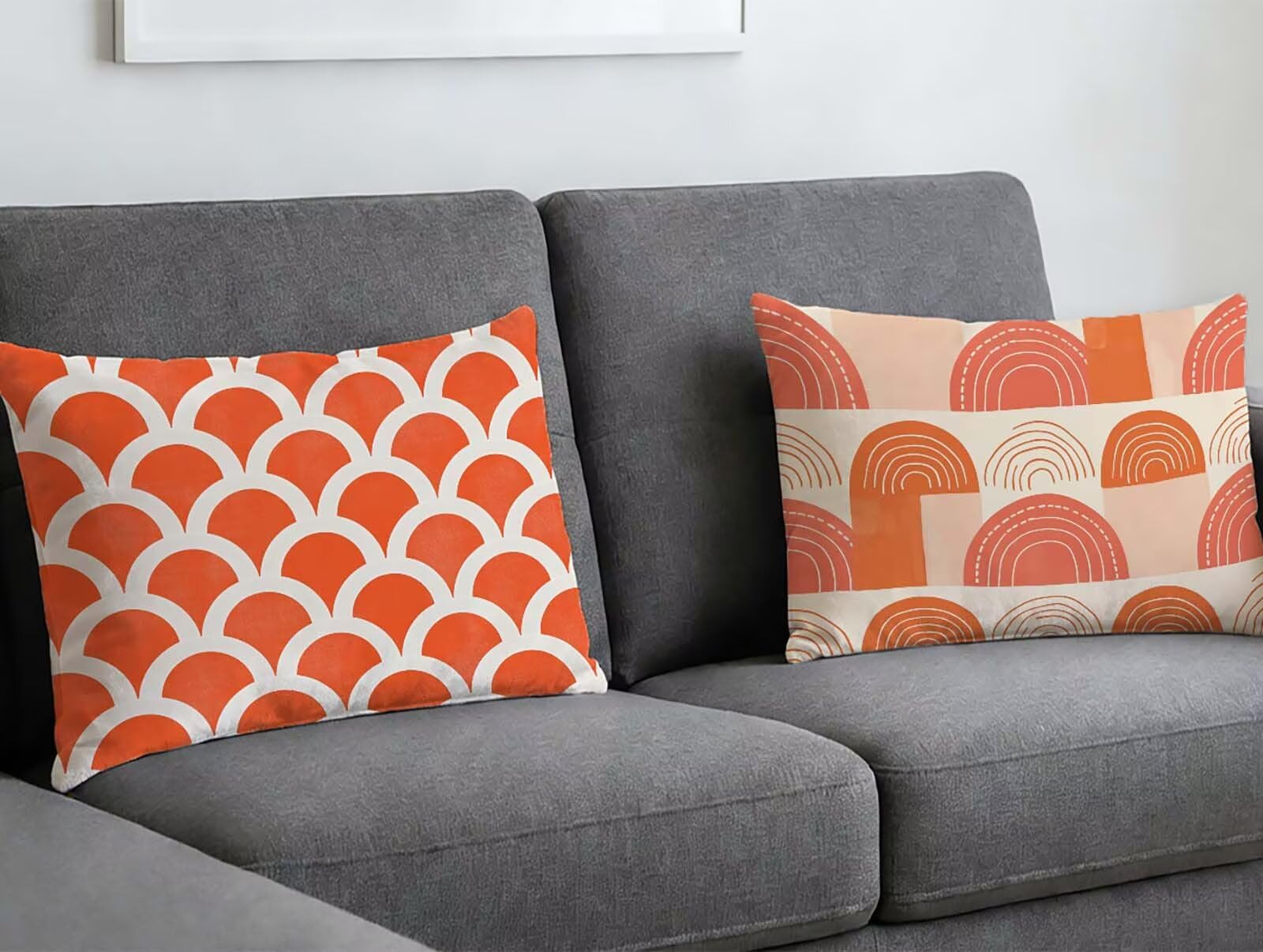 Taie oreiller 40x80 velours recto verso housse coussin orange brûlé lavable amovible