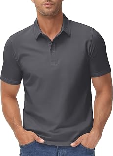 TACVASEN Men's Golf Polo Shirt Quick Dry Short Sleeve Polo Tops Casual Lightweight Work Polo T-Shirt