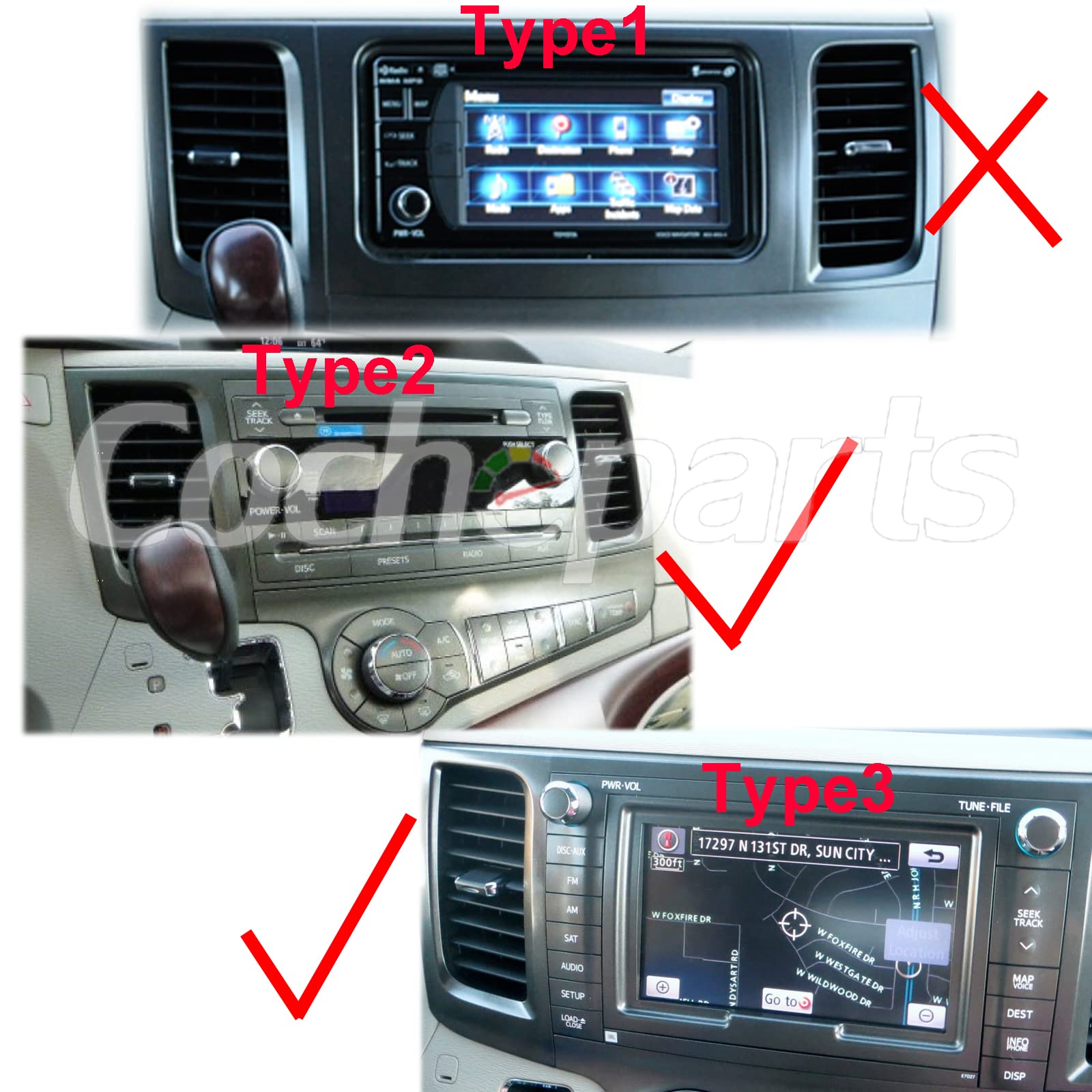 +N専用商品 W.W Cocheparts Car Stereo for Toyota Sienna Radio 2011-2014
