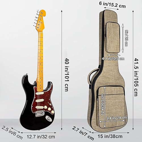 Miniatura 16 de LETSROCK Bolsa de guitarra acústica de 39, 40, 41 pulgadas, con acolchado impermeable de 0.5 pulgadas de grosor, correa de hombro ajustable, funda