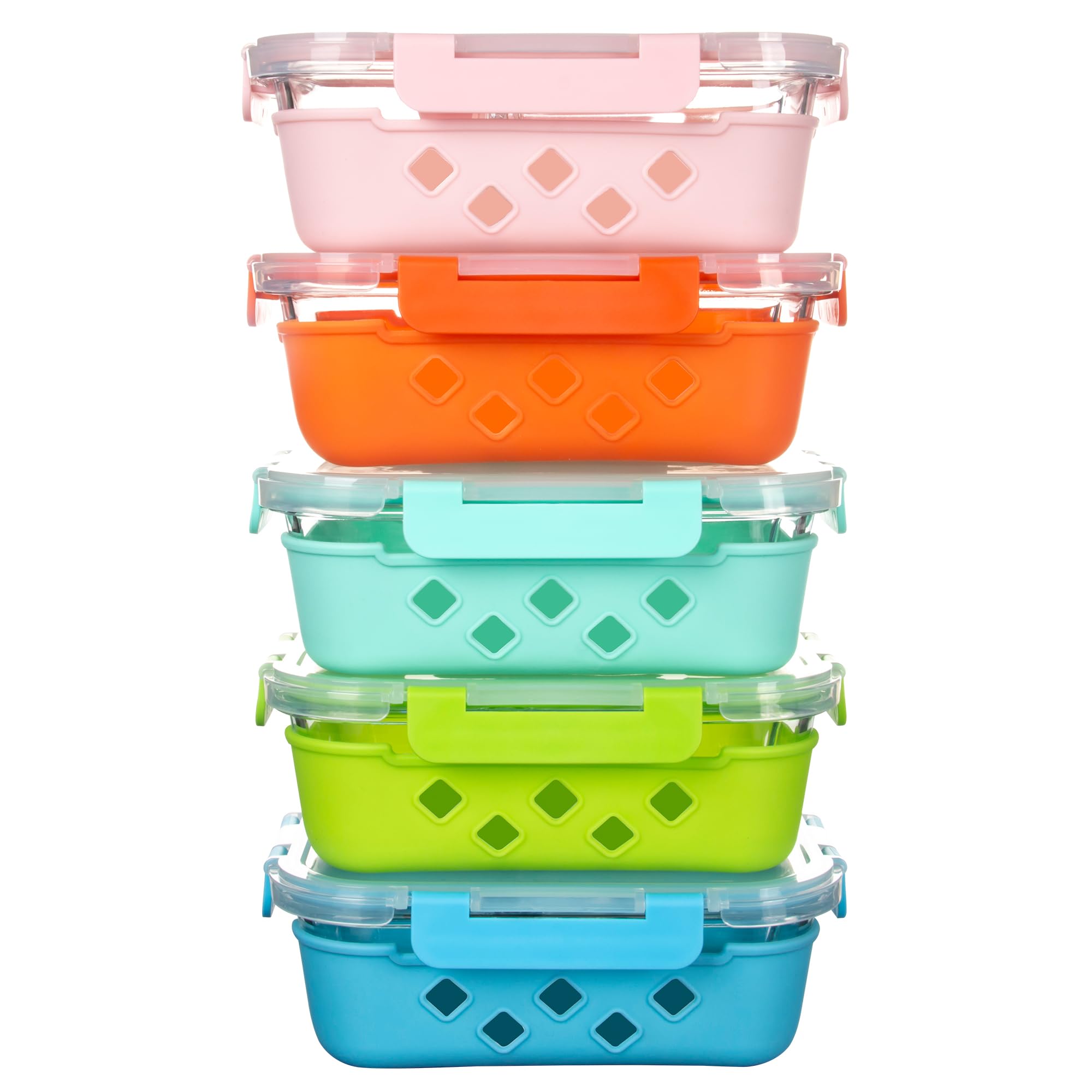 5 paquetes de recipientes de vidrio de 30 onzas para preparación de comidas, recipientes de vidrio para almacenamiento de alimentos con tapas, cajas bento de vidrio herméticas, aptos para horno,