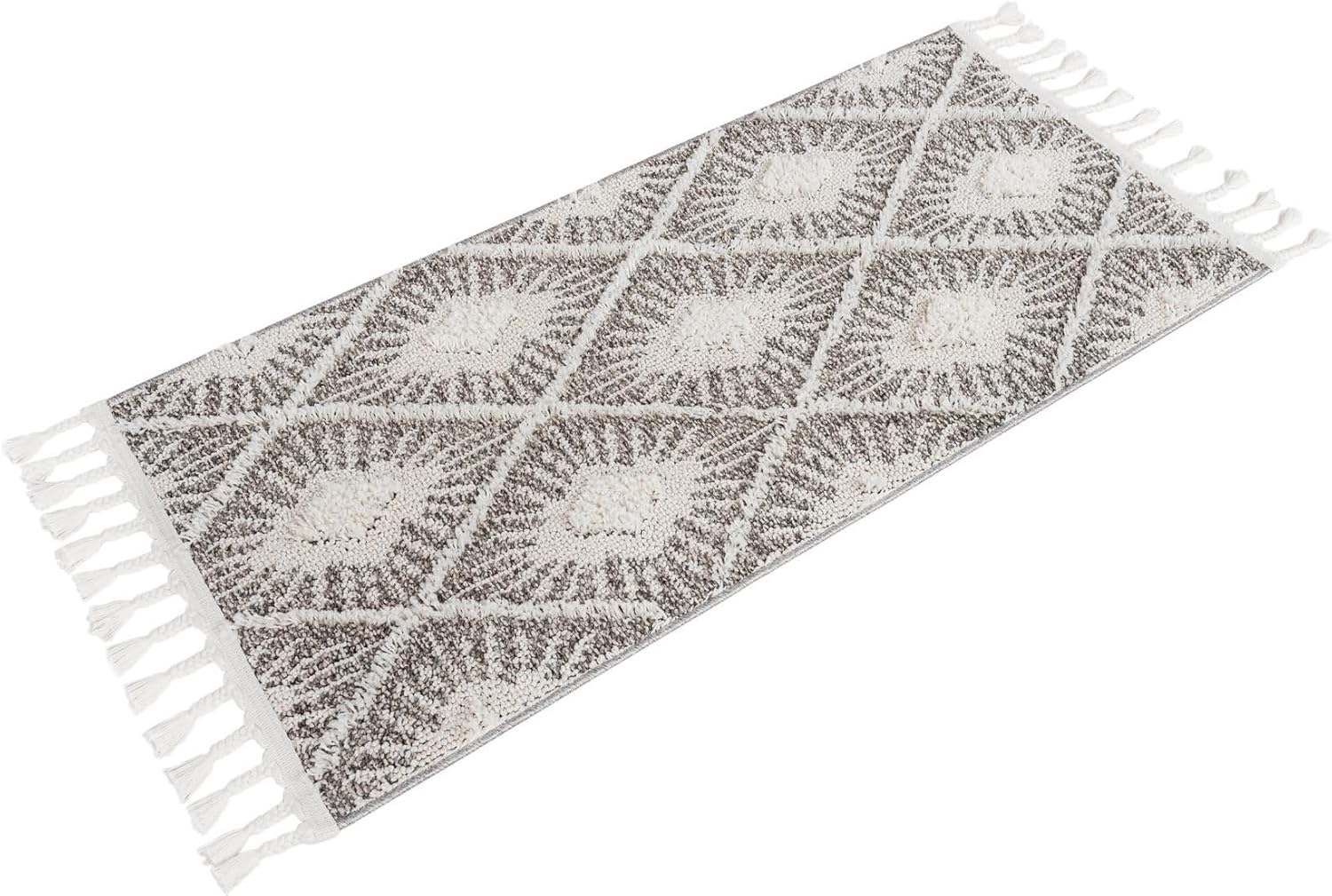 Rugs.com Boho Collection Rug – 4 Ft Runner Gray Ivory Medium-Pile Rug Perfect for Hallways, Entryways