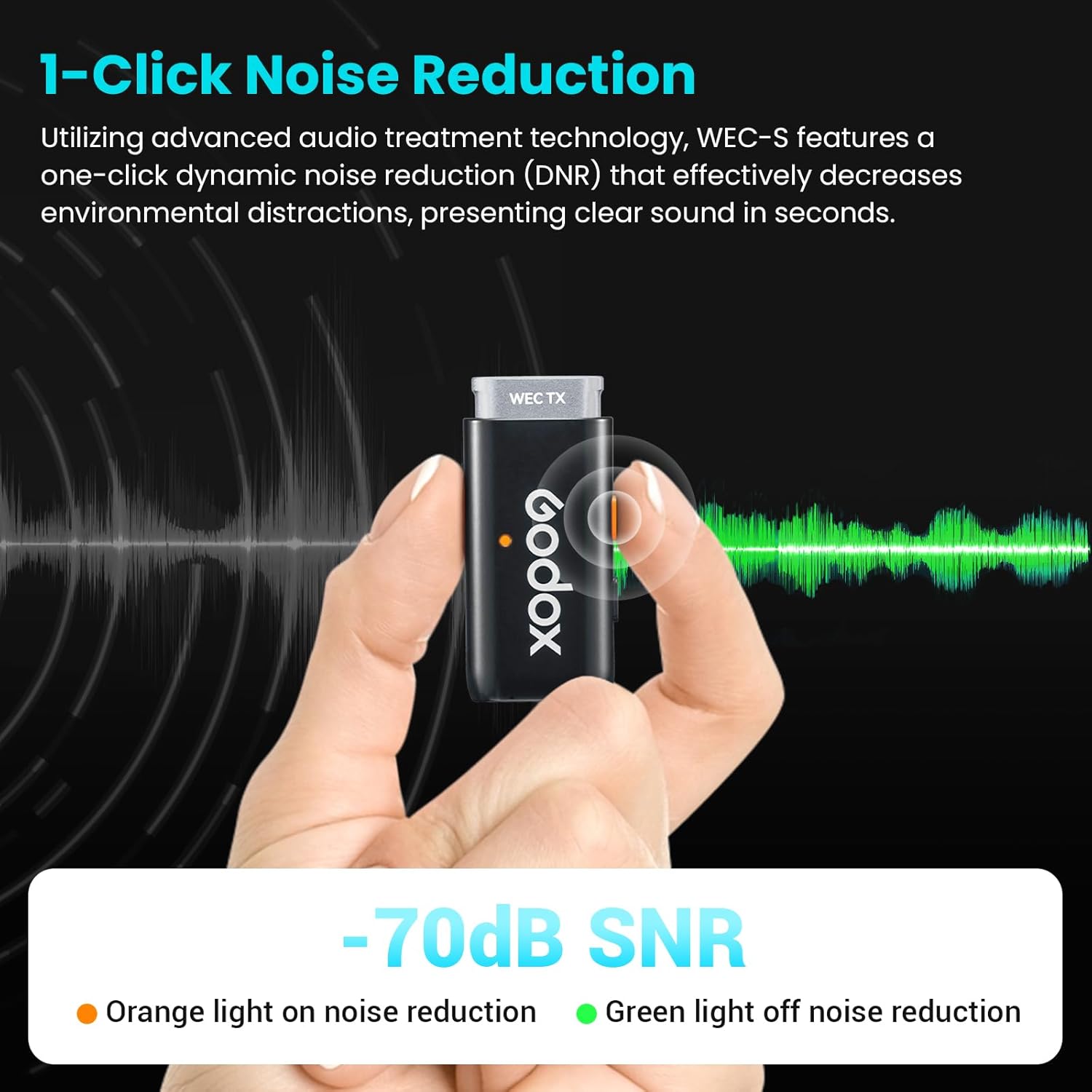 GODOX WEC-S Kit2 Wireless Lavalier Microphone with GAC-IC9 USB Type-C to 3.5mm TRS Adapter Cable