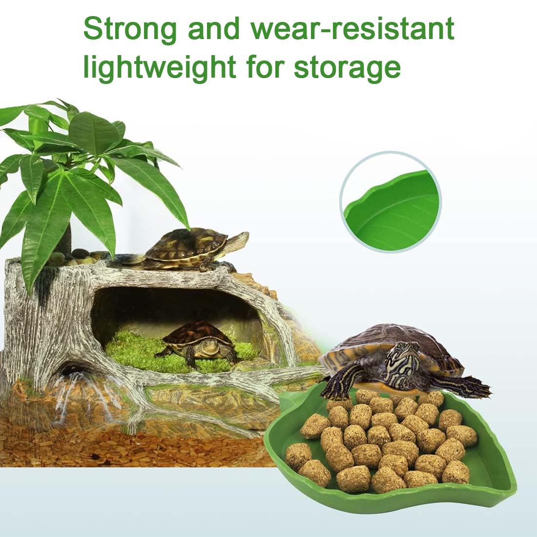 2pcs Bol D'Alimentation Pour Reptiles,Accessoires Pour Tortues,Nourriture Pour Bol Pour Reptiles En Feuilles,Bol à Boire Pour Maison De Tortue,Bol D'Eau Pour Reptiles Pour Tortues,LéZards