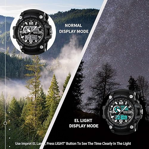 Miniatura 5 de SKMEI Reloj deportivo digital para hombre, reloj militar impermeable con pantalla LED, cronómetro y alarma