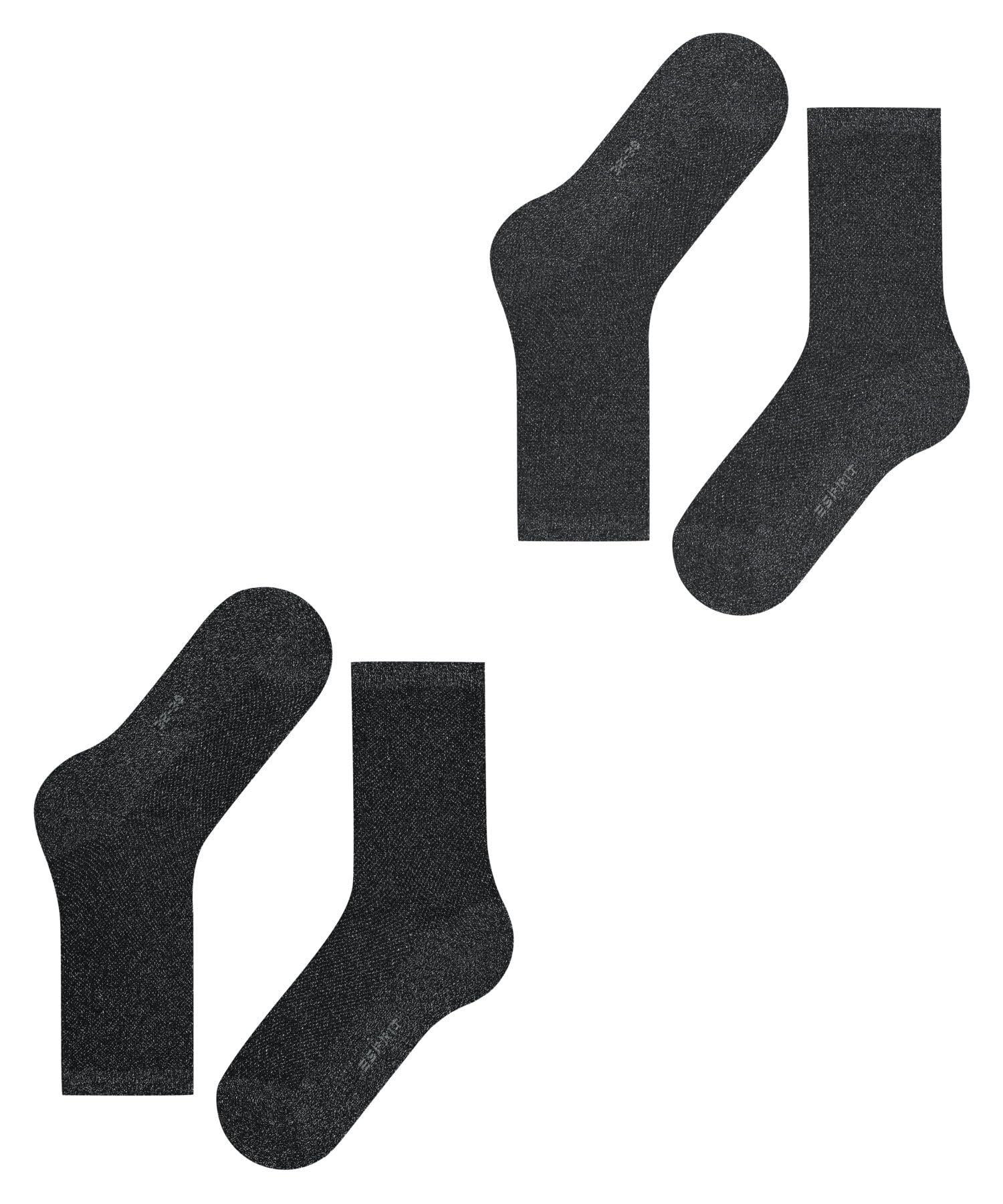 ESPRIT Kobiety Skarpety Shimmer Multipack W So bawełna z wzorem 2 Pak, Szary Dark Grey 0050, 39-42