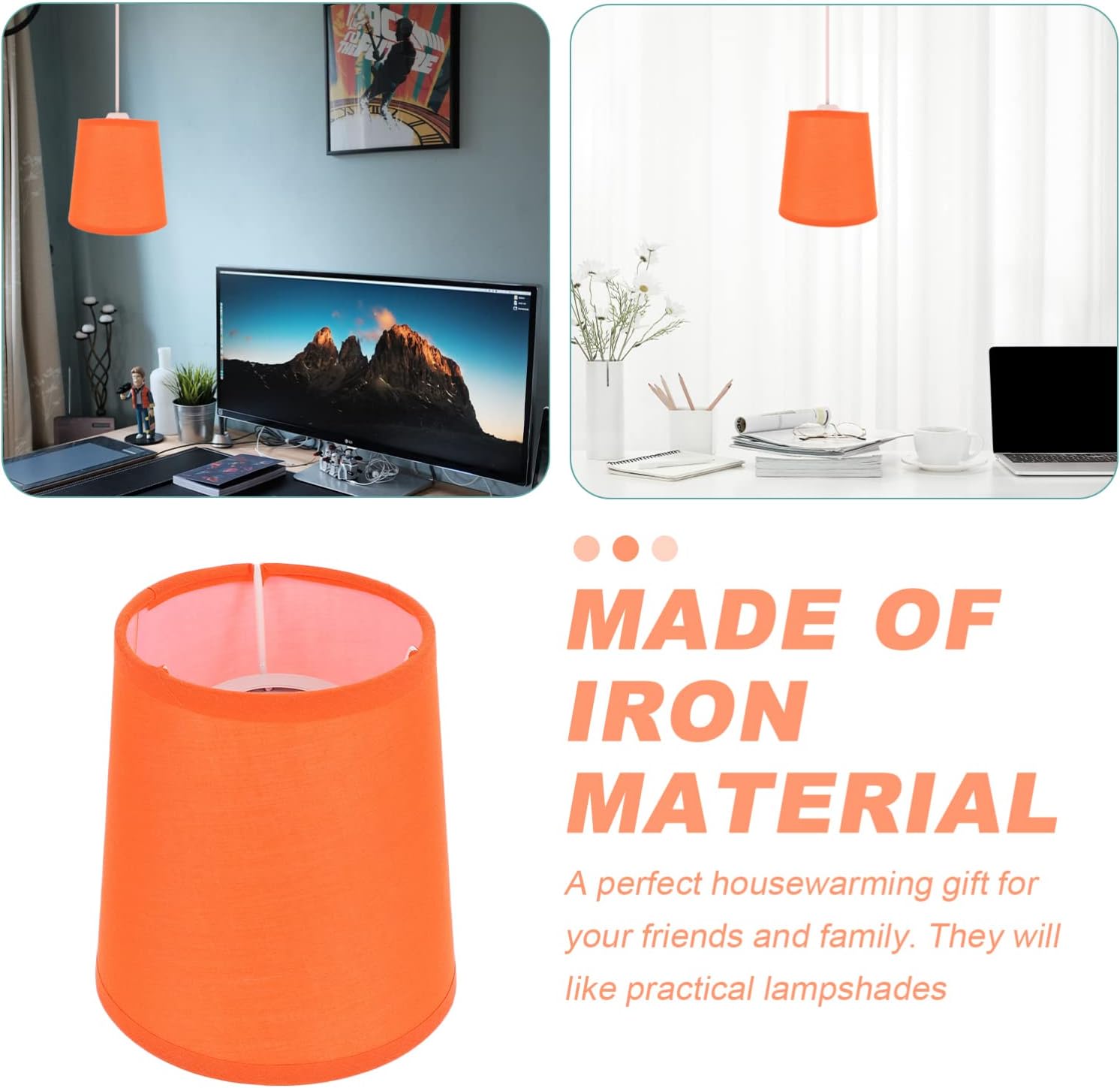 Beavorty Chandelier Shades Cloth Lampshade Cloth Pendant Lamp Cover Chandelier Small for Table Floor Light Orange Small s