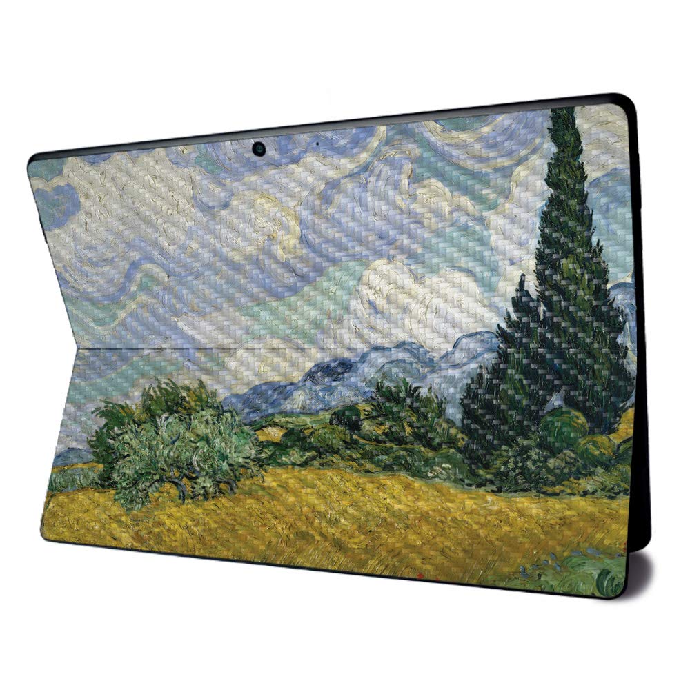 MightySkins Carbon Fiber Skin for Microsoft Surface Pro X - Wheatfield with Cypresses | Textured Carbon Fiber Finish | Easy to Apply, Remove, and Change Styles | Made in The USA