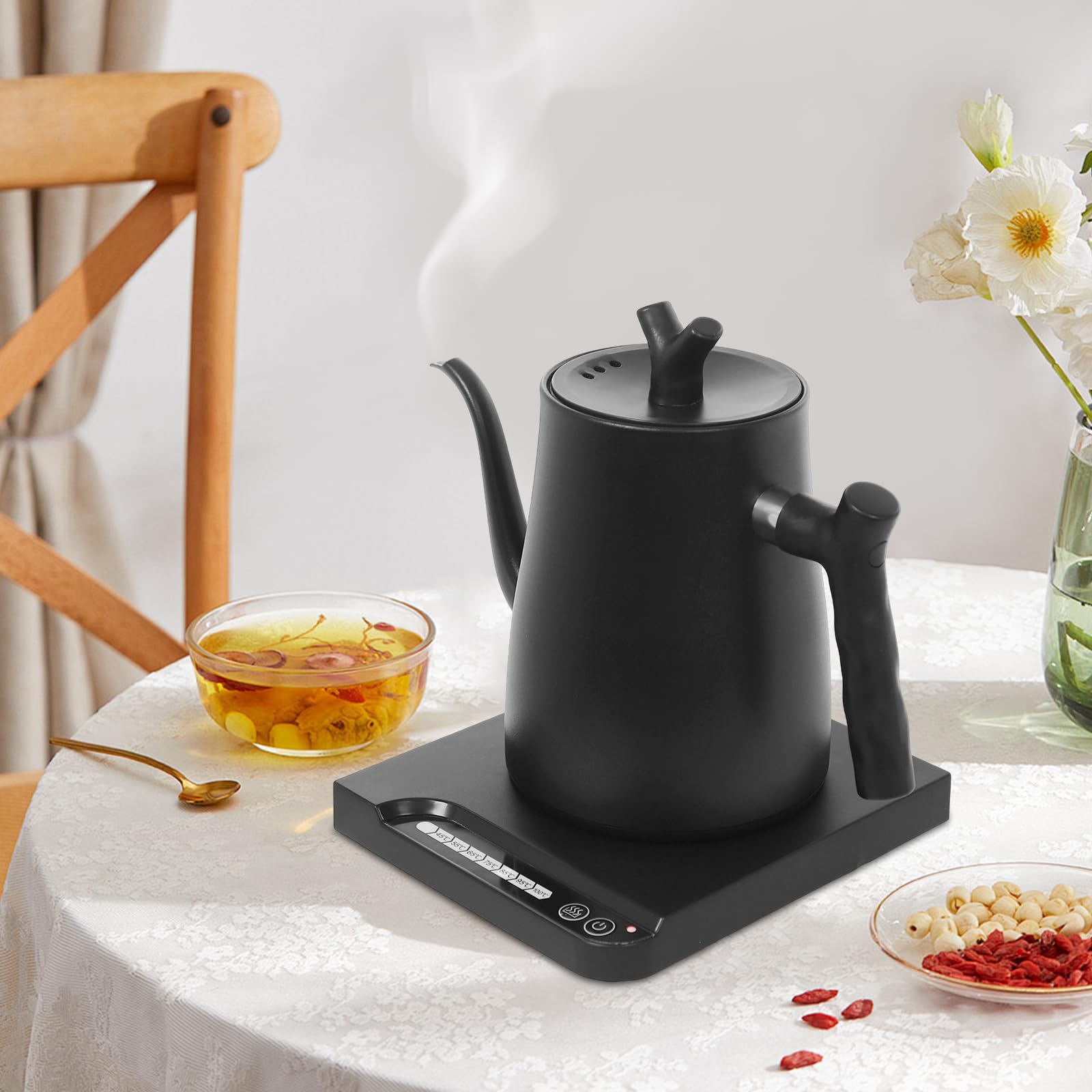 Bollitore elettrico in acciaio inox, 1000 W, 1 l, riscaldamento rapido, protezione contro il surriscaldamento, funzione di archiviazione di 3 minuti, progettato per tè, caffè, alimenti per bambini