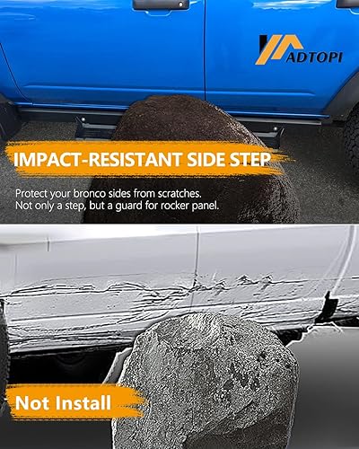Miniatura 3 de Estribos para Bronco, estribos laterales todoterreno de acero Bronco con escalones laterales extraíbles compatibles con Ford Bronco de 4 puertas