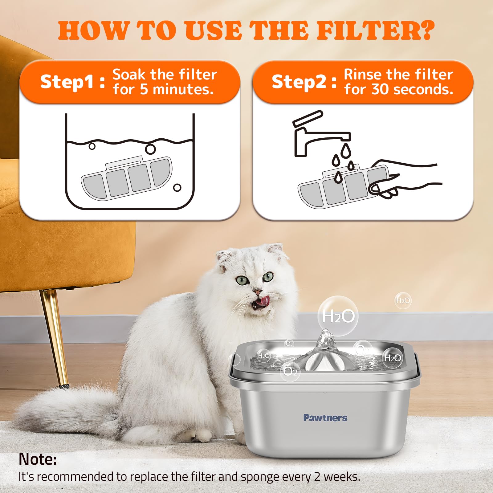 Pawtners Paquete de 12 filtros de repuesto para fuente de agua WF008A para gatos, material de filtración múltiple, filtro de repuesto para fuentes de agua de mascotas, gatos, perros