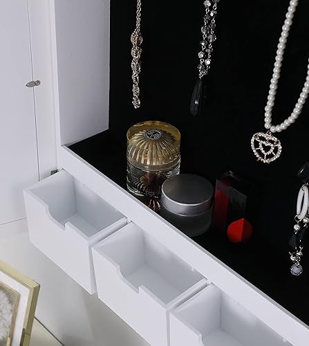 Miniatura 6 de Proman Products Venice WM17231 - Armario de joyería para montaje en pared, con marco de fotos, espejo, cajones, 16 pulgadas de ancho x 23 pulgadas