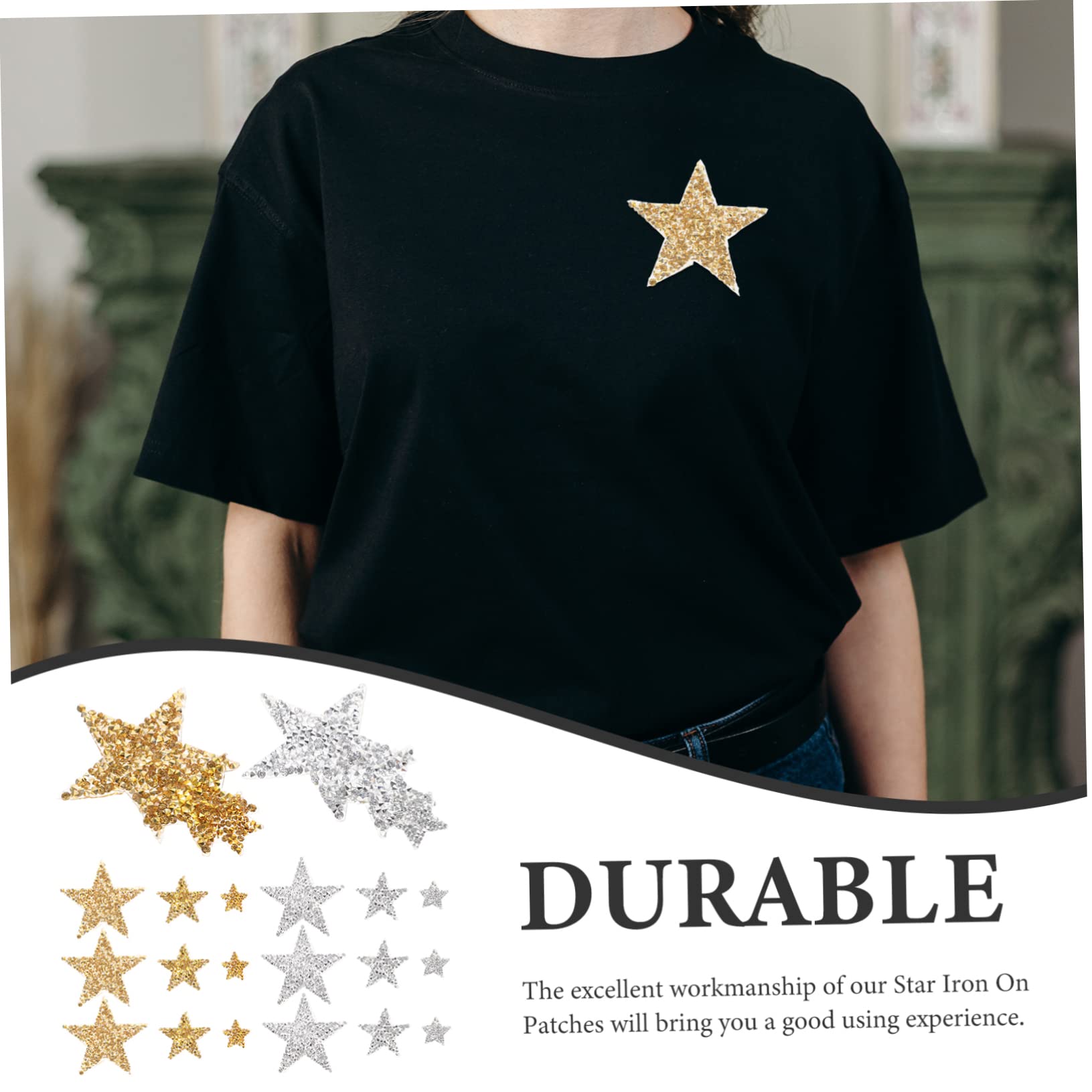 Gadpiparty 3 Set Toppe Decorative Termoadesive Forma Stella Glitterate Per Riparazione Abbigliamento Utili Per Vestiti Borse E Accessori Fai Da Te 30 Pezzi * 3