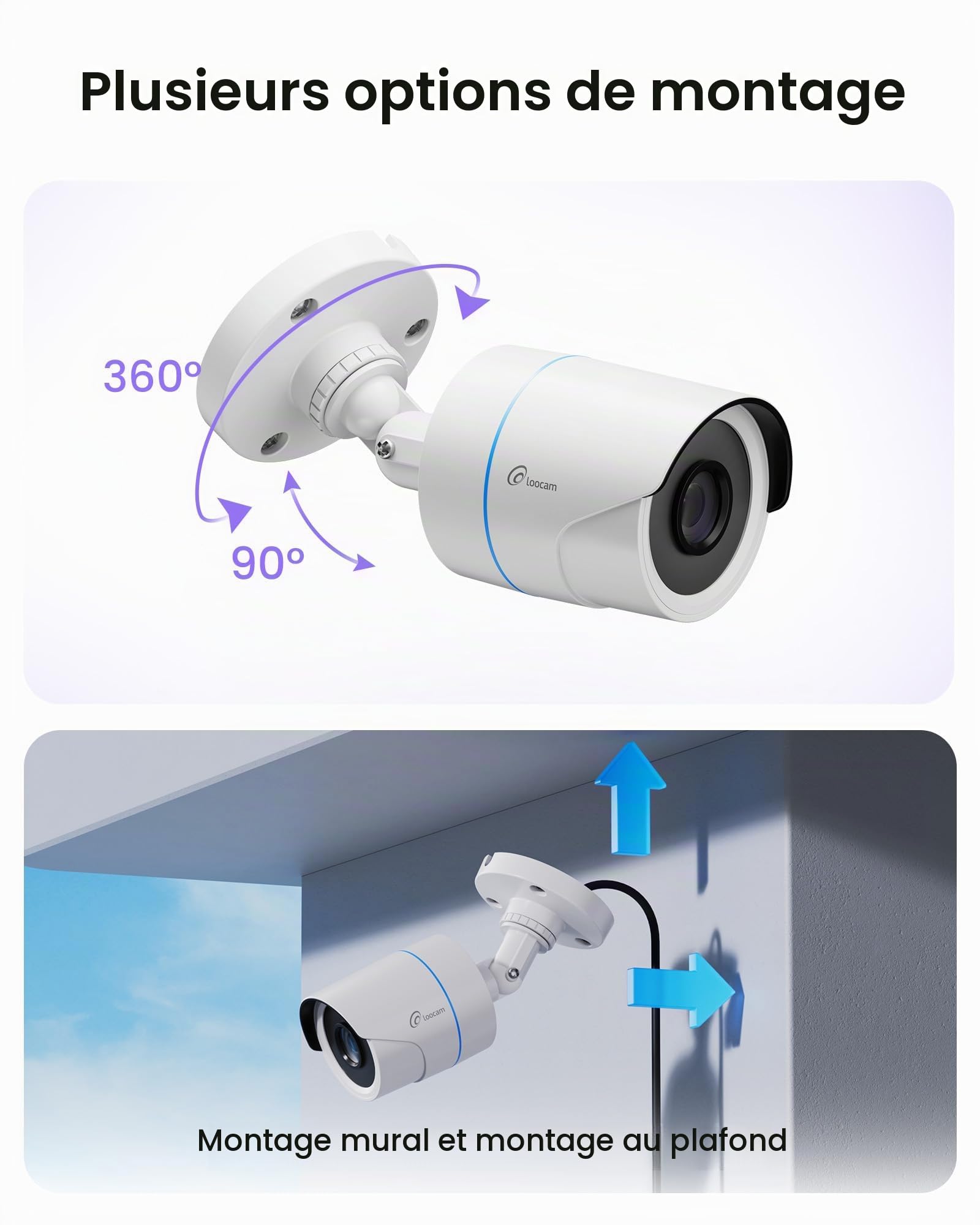 Loocam 4pcs 1080P Caméra de Surveillance Extérieur