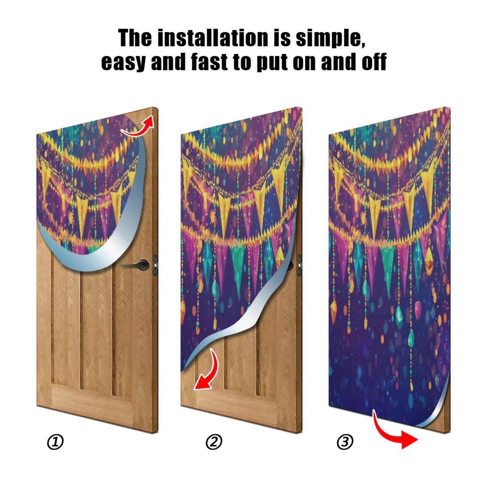 FLildon Mardi Gras Carnival Door Cover Decoration, Party Accessory Porch Decor for Festive Ornament Room Door Covers 36 x 98 Inch