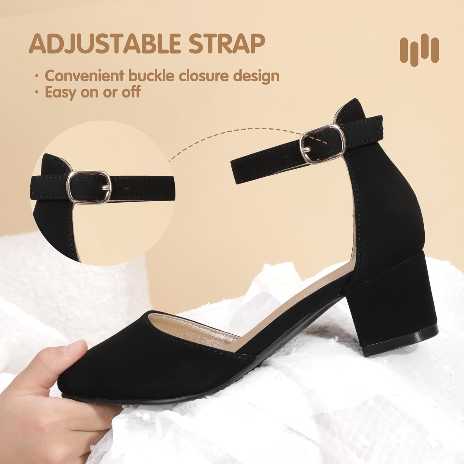 Hehainom Girls Dress Shoes High Heels Sandals Ankle Strap Flower Girl Little Big Kid Mary Jane Wedding Party Communion Mily Pump Shoes - Image 4