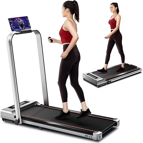 RHYTHM FUN Foldable Treadmill, 300 lb Capacity Walking Pad 2.5HP Treadmill Under Desk, Portable Treadmill for Home and Office, Folding Treadmill 2 in 1 with Remote Control, LED Display