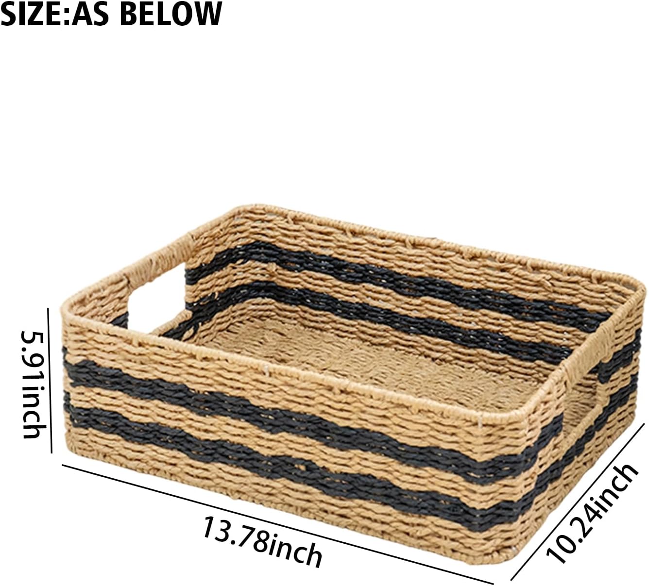 Handwoven Paper Rope Storage Basket, Striped Organizer for Home & Office, Decorative Shelf Bin