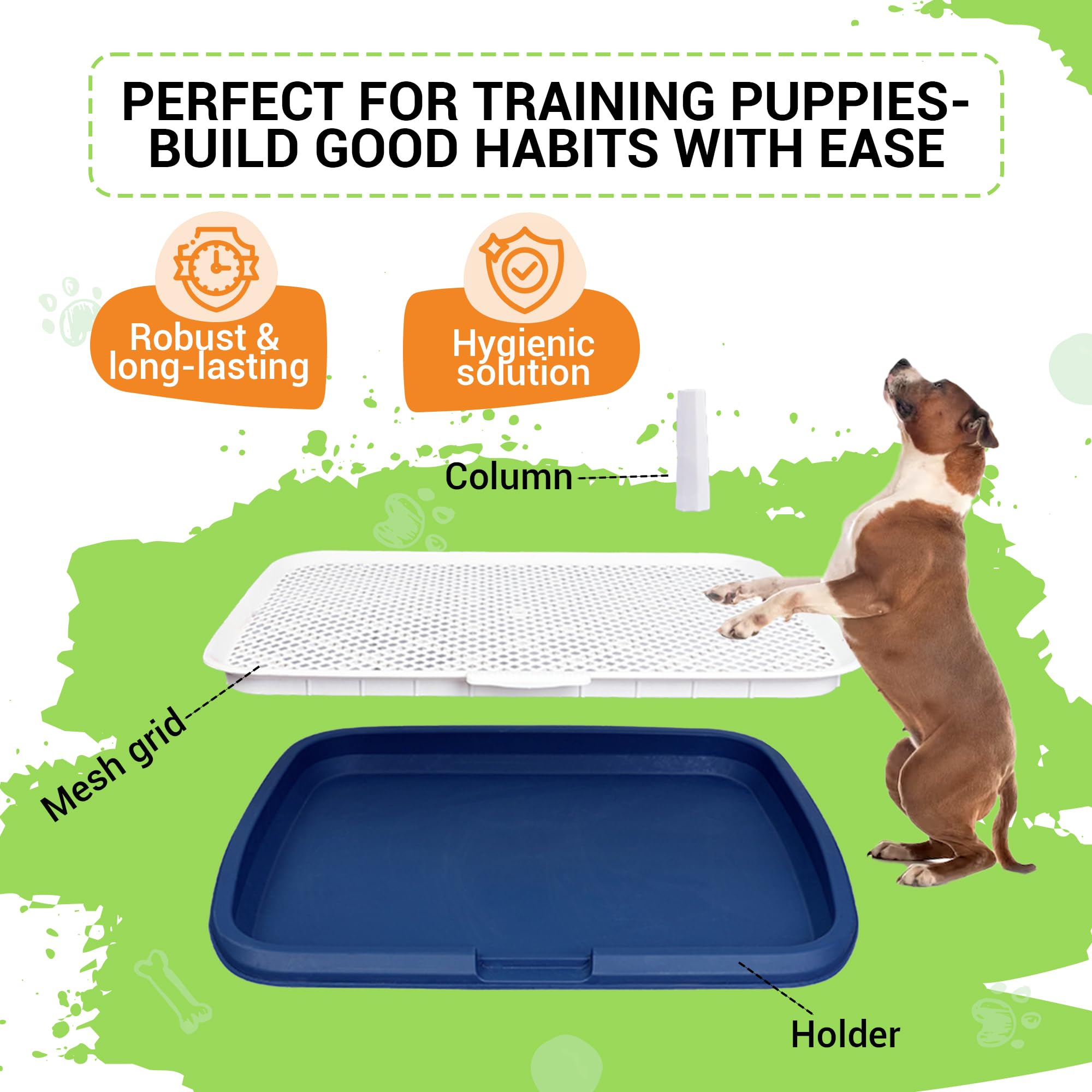 MAK7 Pets Portable Toilet Tray | Dog Poop Tray | Pee Pads for Dogs Holder | Indoor Mesh Toilet for Puppy Poop Training | Mess Free Litter Tray | Pet Dog Potty Training Large (66cmx50cmx5.2cm) 4