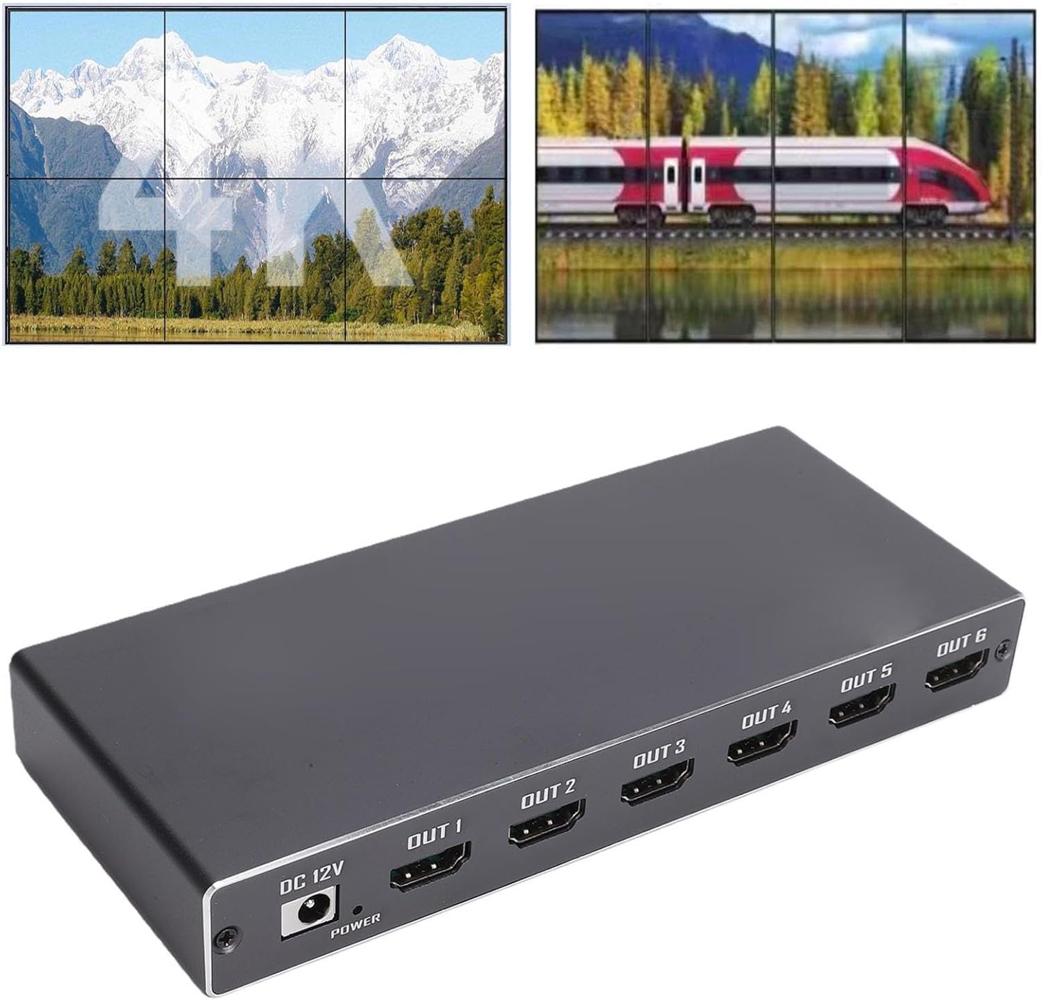 6 Way HD Video Wall Controller 2x3 3x2 Multi Display Controller for Digital Signage with 4K 30Hz Input 14 Display Modes 180 Degree Rotation (US Plug)