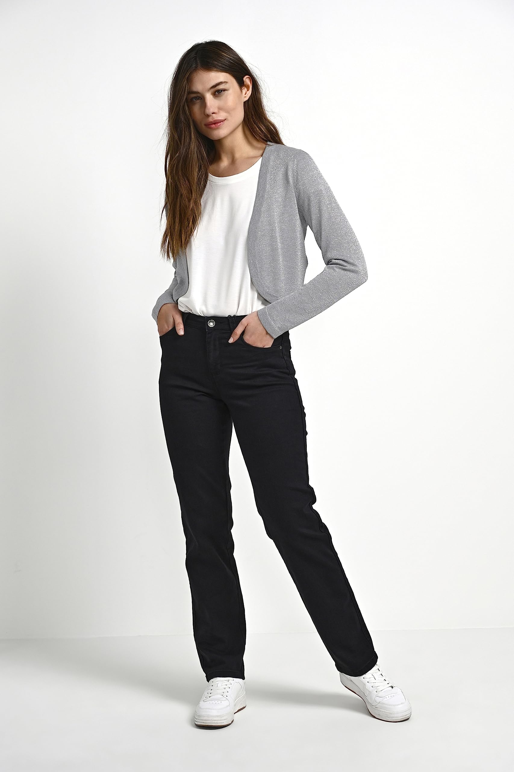 KAFFE Damen Kaffe Women's Bolero Slim Fit Long Sleeves Open Front Rounded Edges Strickjacke (1er Pack)