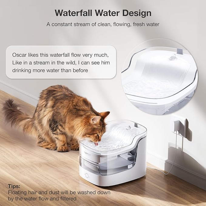 Fuente de Agua para Gatos PETGUGU PF1 2L con App y Filtración 8 Capas miniatura 7