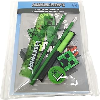 Theonoi Minecraft Juego de papelería (7 piezas, set de escritura escolar), regalo para el comienzo del colegio para rellenar la bolsa escolar, bolígrafos
