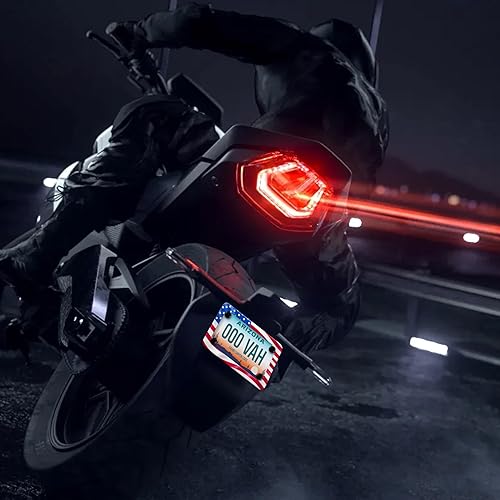 Miniatura 7 de Marco de matrícula clásico de la bandera estadounidense para motocicleta, diseño de estrellas y rayas, material de acero inoxidable, divertido