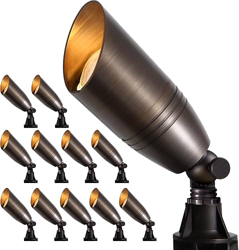 Gardencoin Solid Brass 12V Low Voltage Landscape Spotlights (12-Pack)